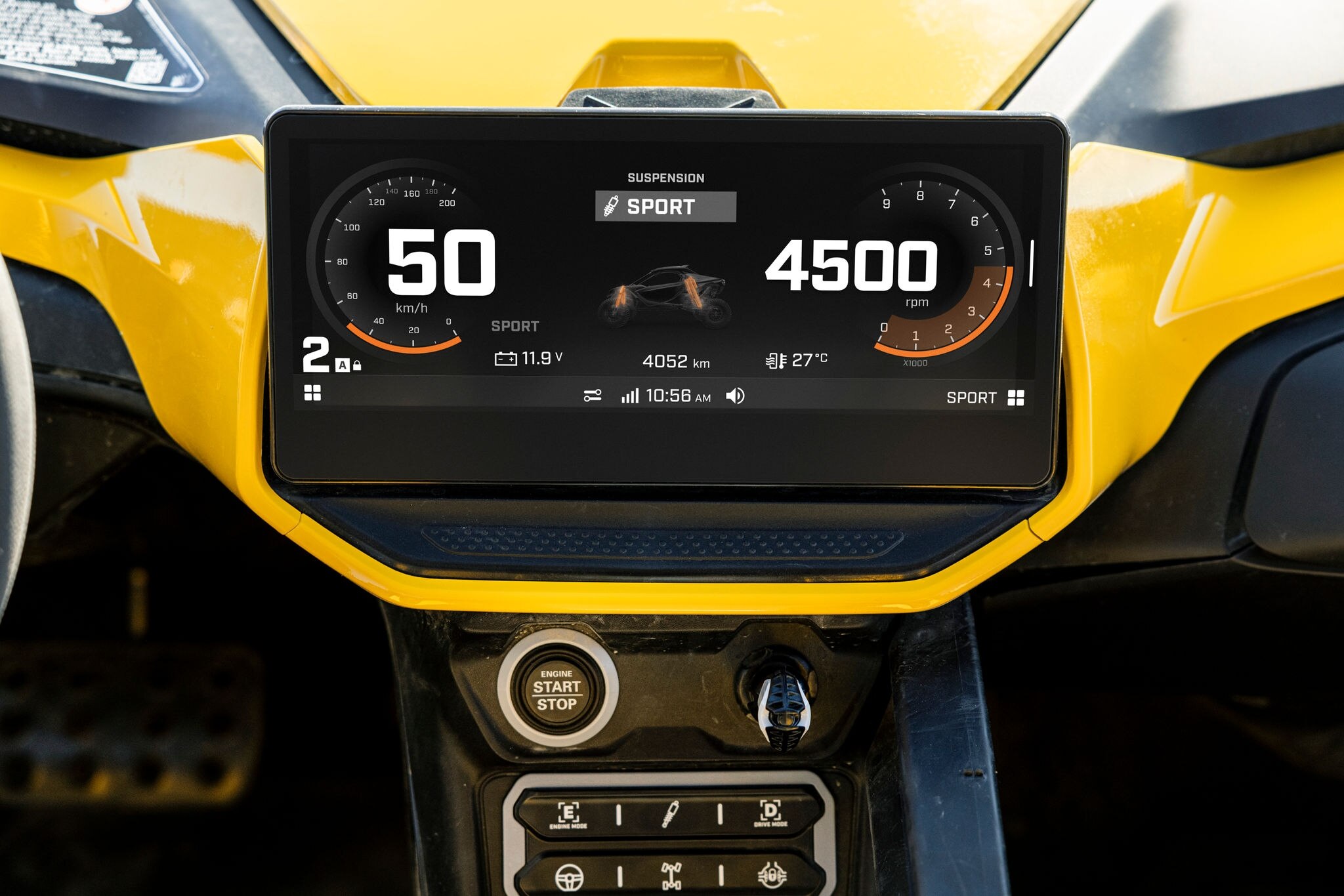 Touchscreen display in een Can-Am Off-Road SSV voertuig