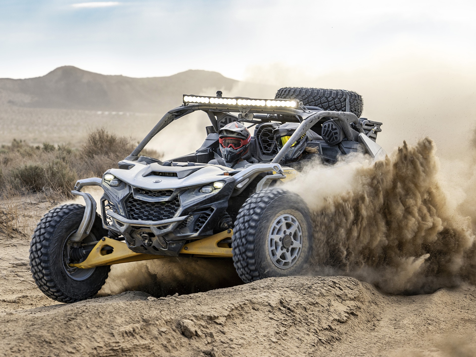 Can-Am Maverick R riding in dirt