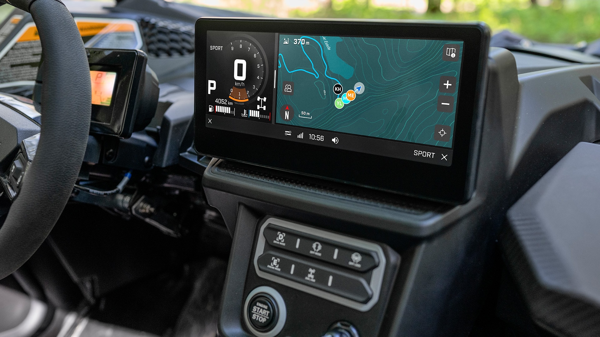 The 10.25 inch touchscreen display with the position of your friends on the 2026 Can-Am Maverick X3 X Turbo