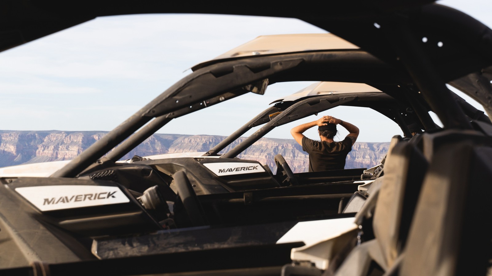 Can-Am Maverick X3 with driver in canyon