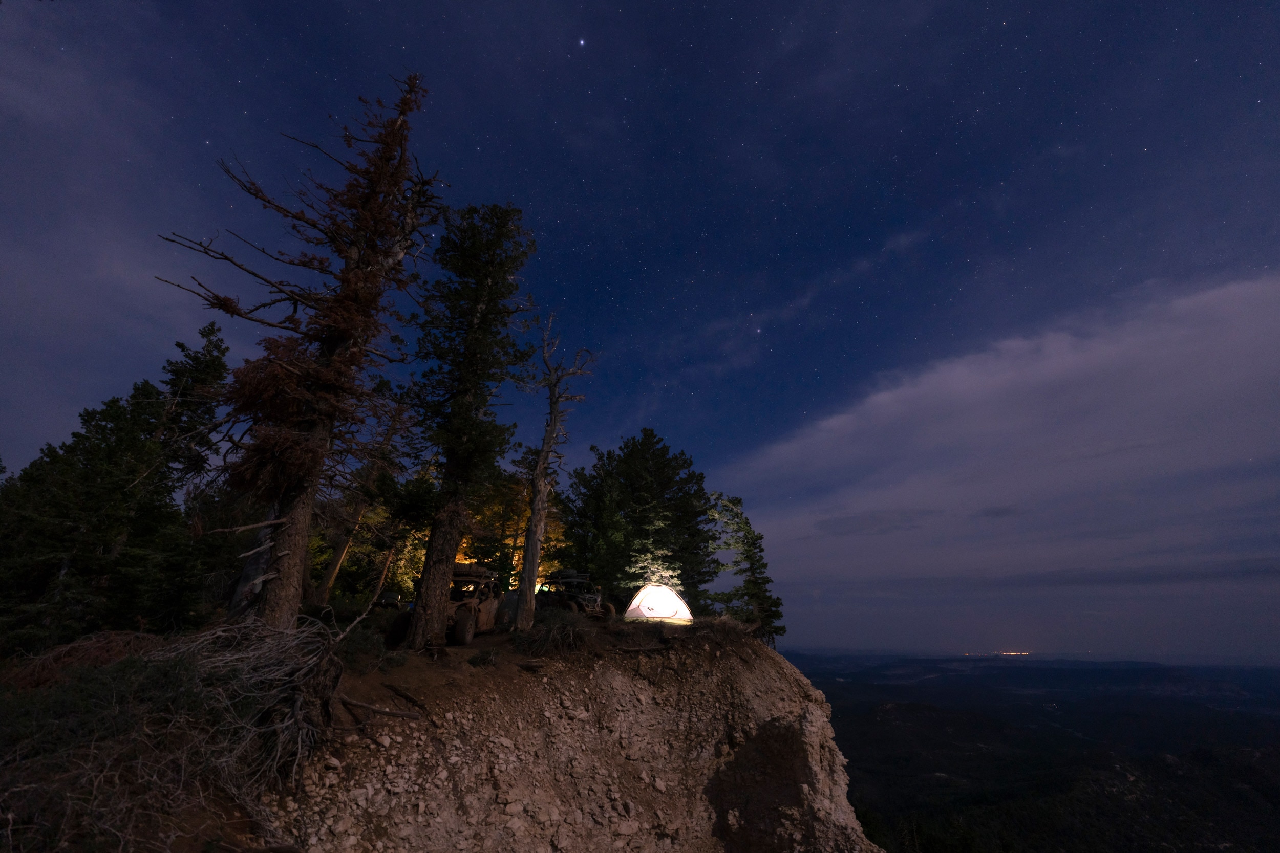Camping at night