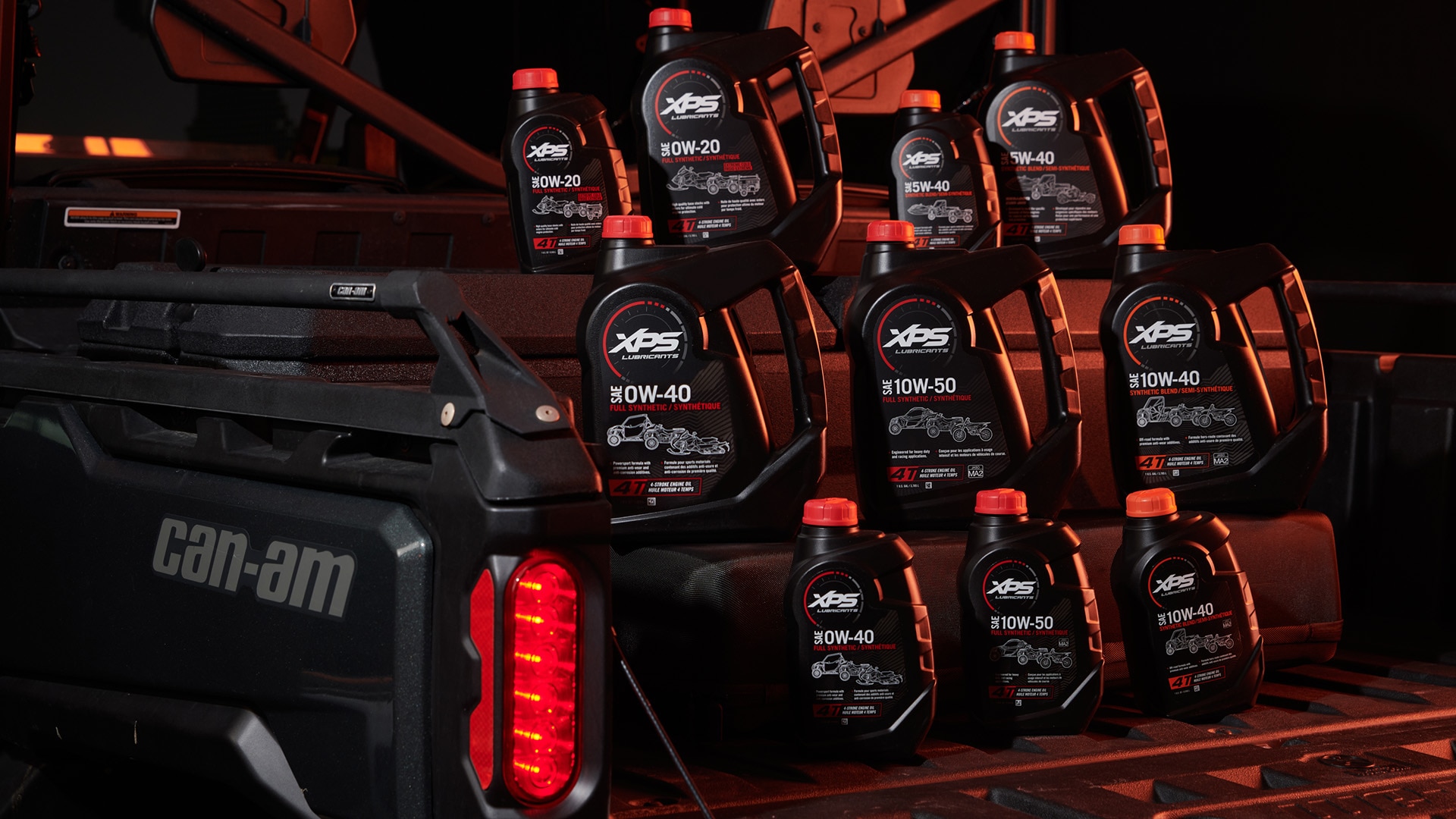 Selection of XPS oil and maintenance products for Can-Am Off-Road vehicles